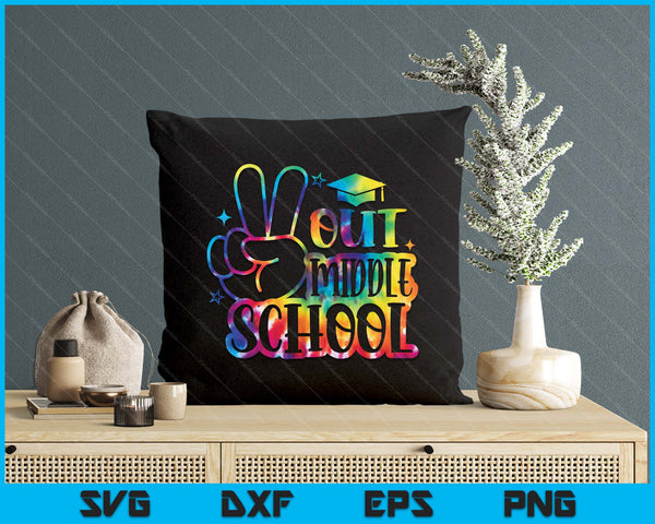 Peace Out Middle School Tie Dye Last Day School SVG PNG Digital Printable Files