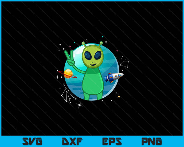 Vredesteken Hand Planeet Sterren UFO Cool Trippy Gift Roze Alien SVG PNG Digitale Snijbestanden