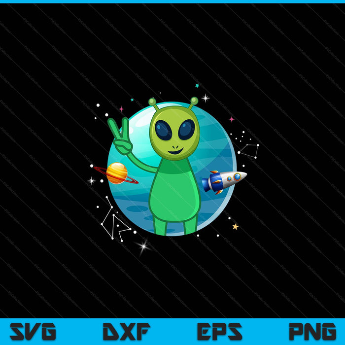 Peace sign hand planet stars UFO cool trippy pink alien SVG cut file