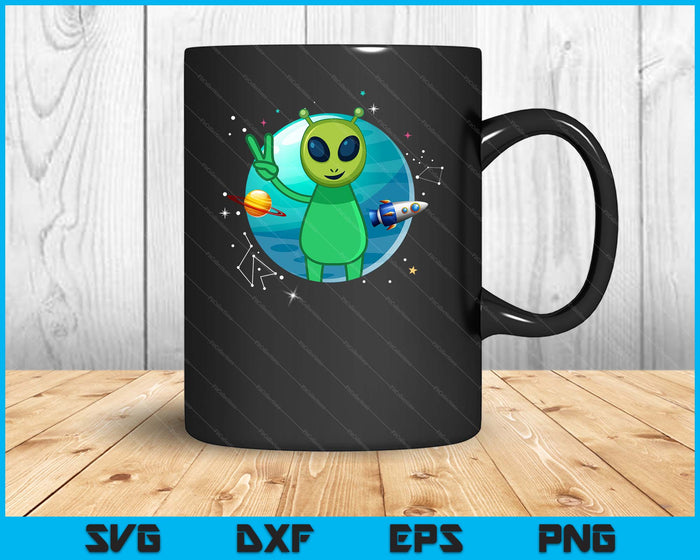Vredesteken Hand Planeet Sterren UFO Cool Trippy Gift Roze Alien SVG PNG Digitale Snijbestanden