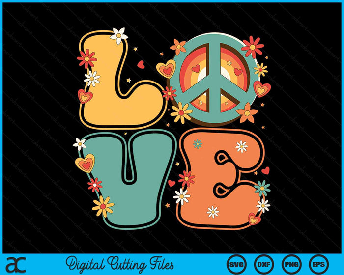 Peace Sign Love 60s 70s Tie Dye Hippie Costume SVG PNG Digital Cutting File