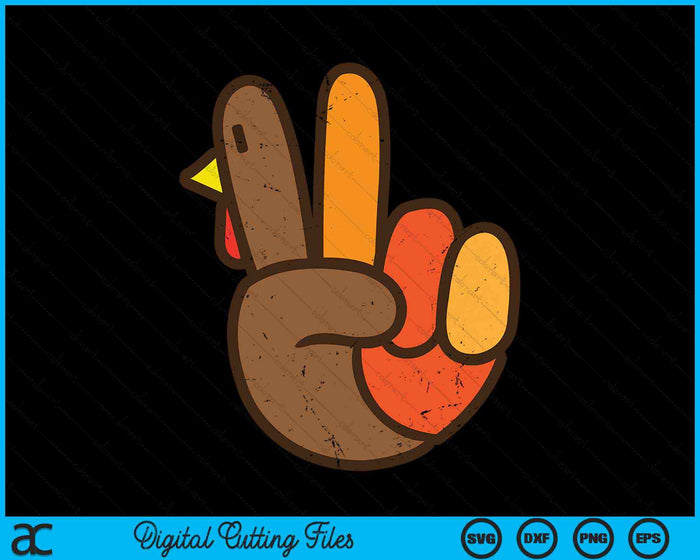 Vredesteken Turkije Hand Cool Thanksgiving Hippie SVG PNG digitale snijbestanden