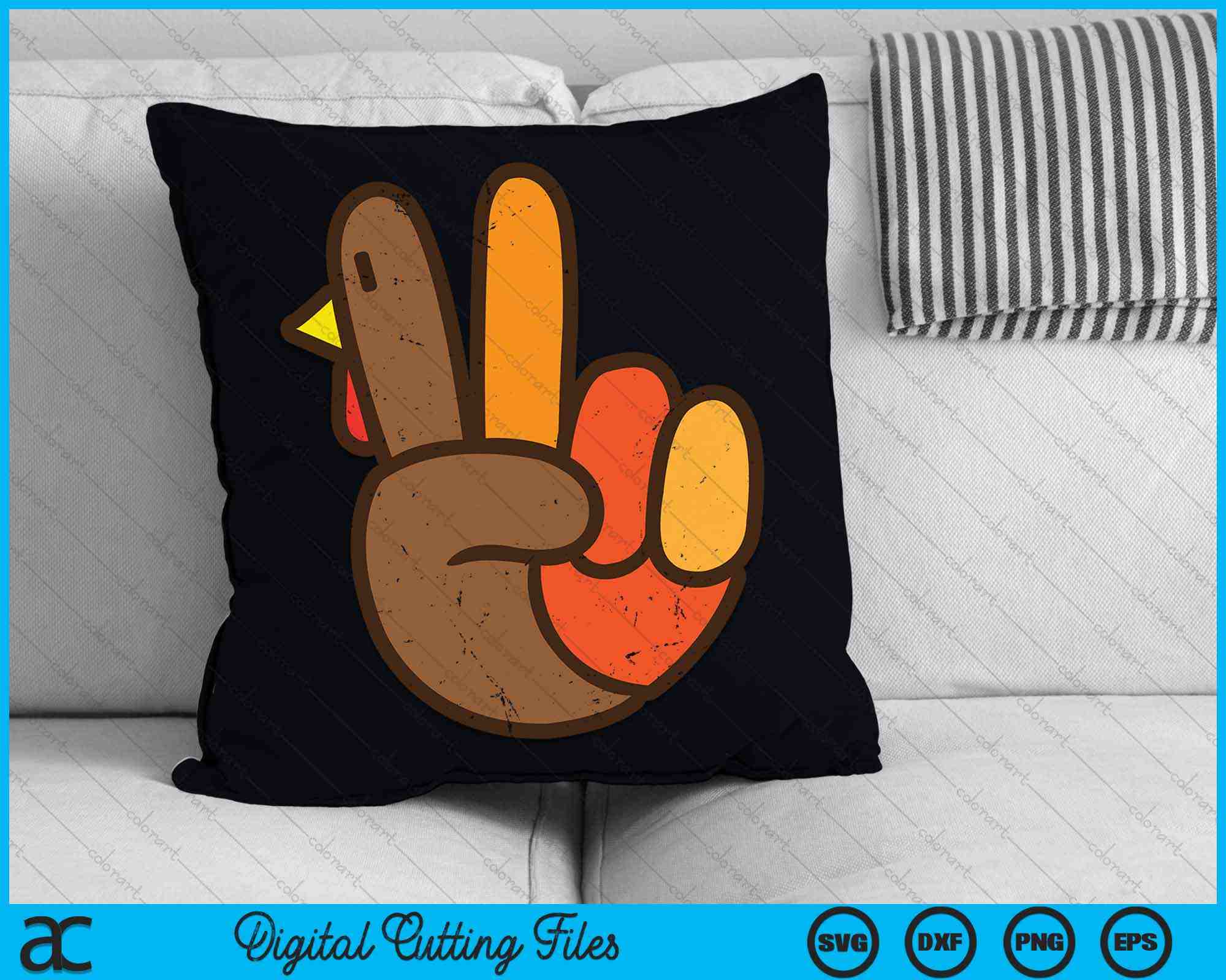 Turkey Hand Sign Peace Sign Turkey Hand Cool Thanksgiving Hippie SVG Cutting Files ...