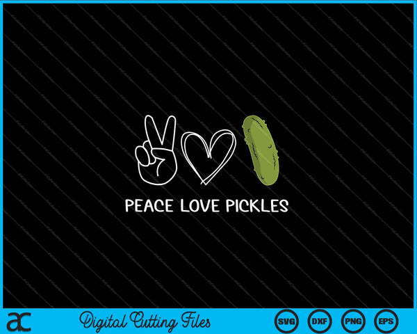 Paz Amor Pickles Retro Pickles Amante Amante de la Comida SVG PNG Archivos de Corte Digital