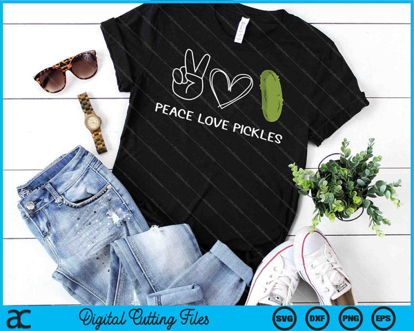 Paz Amor Pickles Retro Pickles Amante Amante de la Comida SVG PNG Archivos de Corte Digital - on a t-shirt