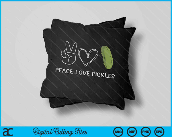 Paz Amor Pickles Retro Pickles Amante Amante de la Comida SVG PNG Archivos de Corte Digital