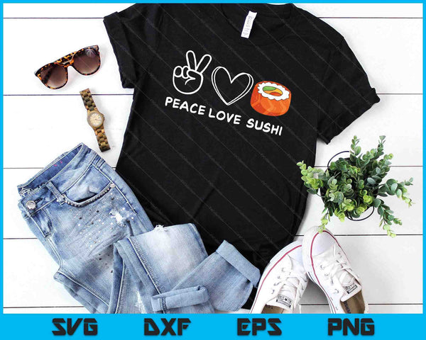 Peace Love Sushi Retro Sushi Lover Japans eten minnaar SVG PNG digitale snijbestanden