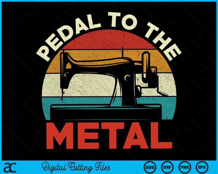 Pedal al metal Vintage Retro Máquina de coser Amante SVG PNG Archivo de corte digital