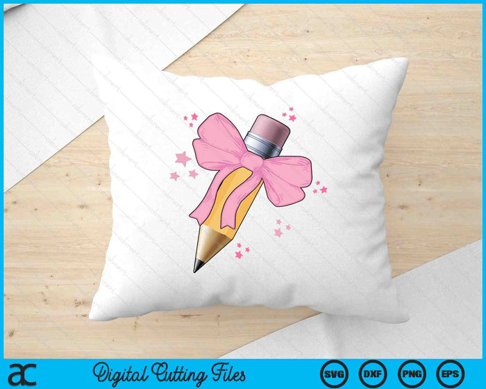 Pencil Coquette Bow Teacher Appreciation Back To School SVG PNG Digital Printable Files