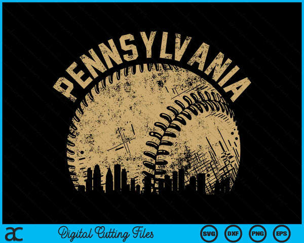 Pennsylvania Baseball Skyline Player Coach Fan SVG PNG Digital Printable Files
