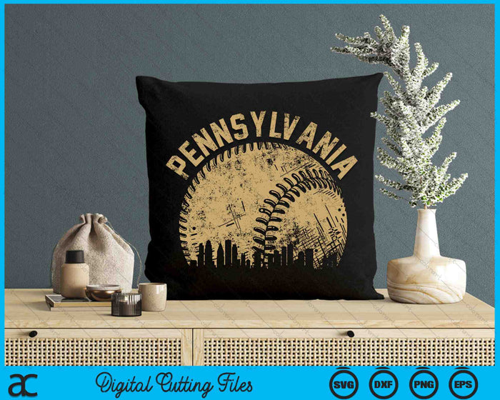 Pennsylvania Baseball Skyline Player Coach Fan SVG PNG Digital Printable Files