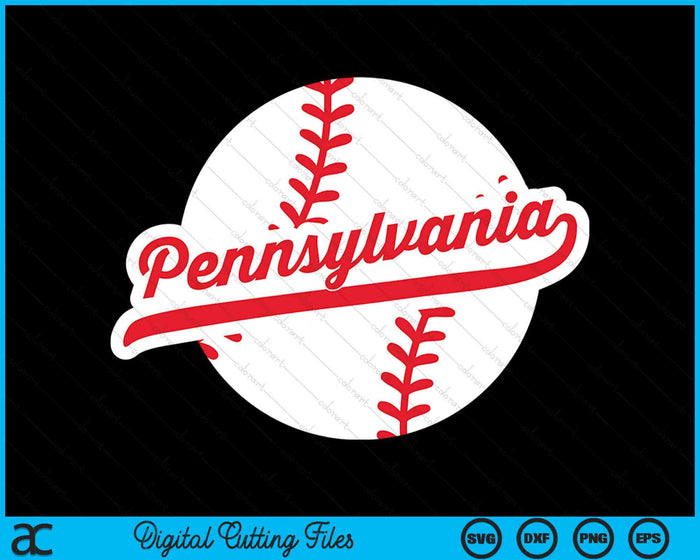 Pennsylvania Baseball Vintage Pennsylvania Pride Love City Red SVG PNG digitale snijbestanden