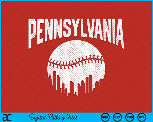 Pennsylvania City California Baseball Skyline Vintage Souvenir SVG PNG Digital Printable Files