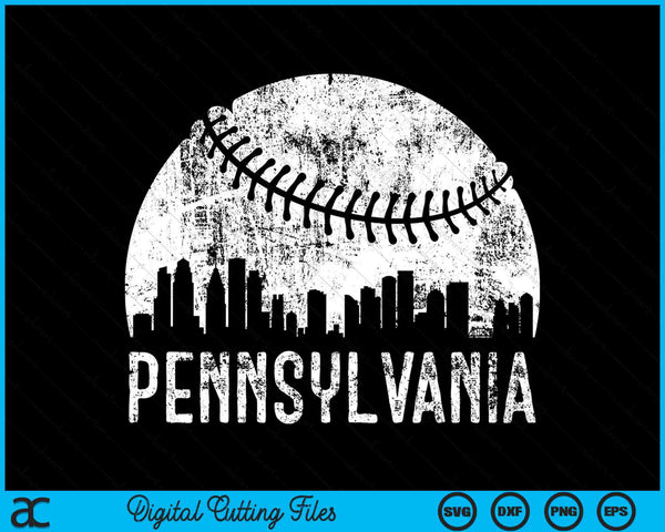 Pennsylvania Skyline Vintage Pennsylvania Baseball SVG PNG Digital Cutting Files