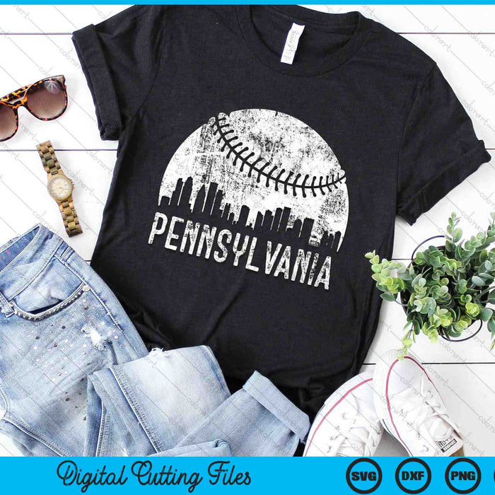Pennsylvania Skyline Vintage Pennsylvania Baseball SVG PNG Digital Cutting Files
