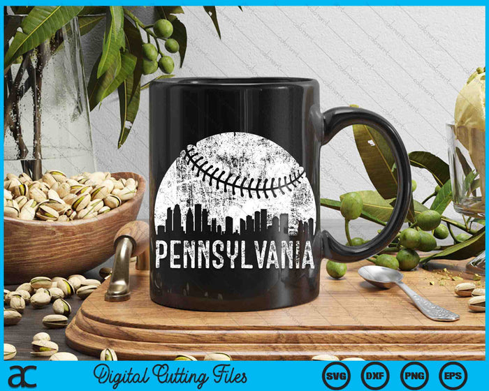 Pennsylvania Skyline Vintage Pennsylvania Baseball SVG PNG Digital Cutting Files