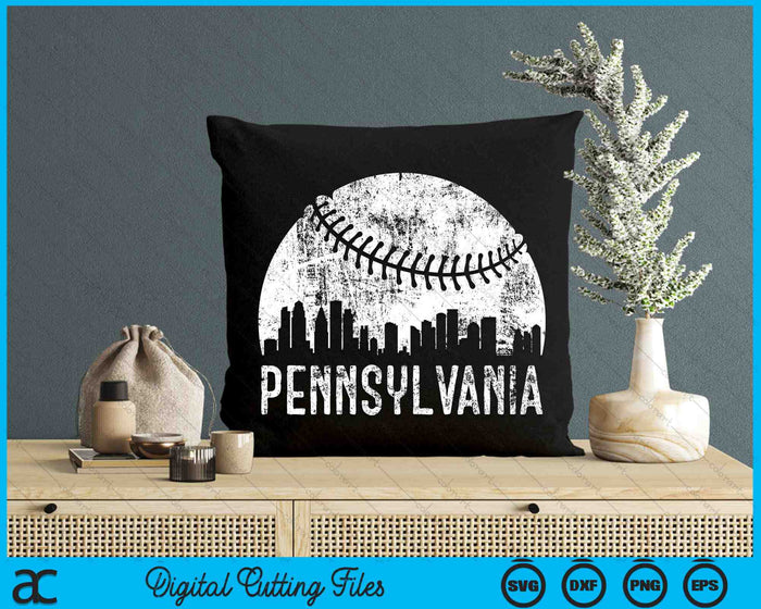 Pennsylvania Skyline Vintage Pennsylvania Baseball SVG PNG Digital Cutting Files