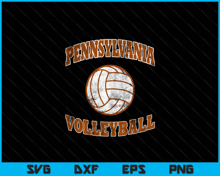 Pennsylvania Volleyball Vintage Distressed SVG PNG Digital Cutting Files