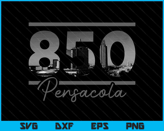 Pensacola 850 Area Code Skyline Florida Vintage SVG PNG Cutting Printable Files