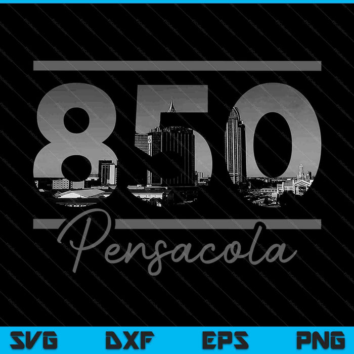 Pensacola 850 Area Code Skyline Florida Vintage SVG PNG Cutting Printable Files
