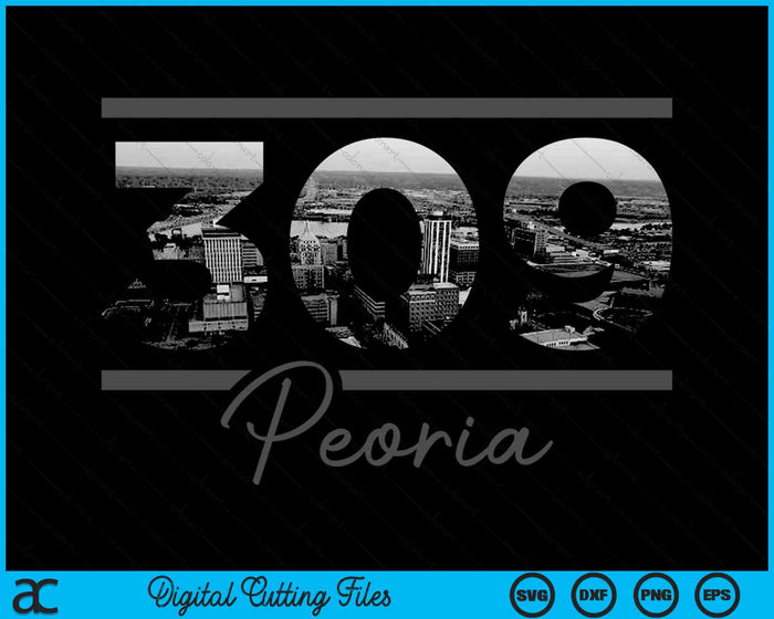 Peoria 309 Netnummer Skyline Illinois Vintage SVG PNG digitale snijbestanden 