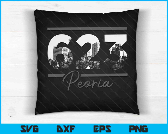 Peoria 623 Netnummer Skyline Arizona Vintage SVG PNG Snijden afdrukbare bestanden