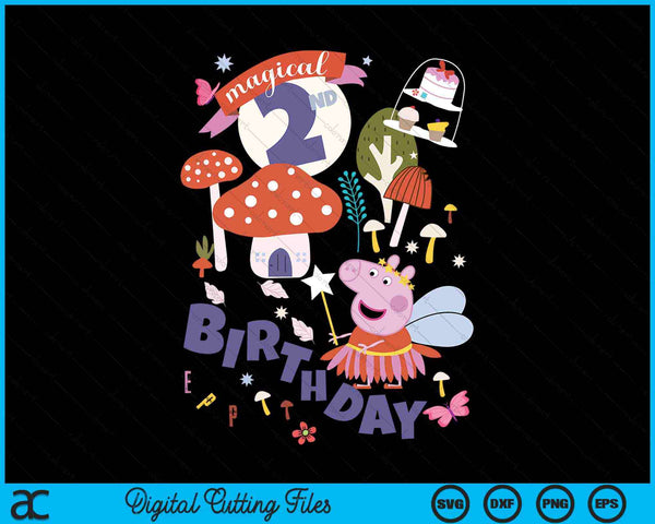 Peppa Pig Mágico 2º Cumpleaños SVG PNG Cortando Archivos Imprimibles