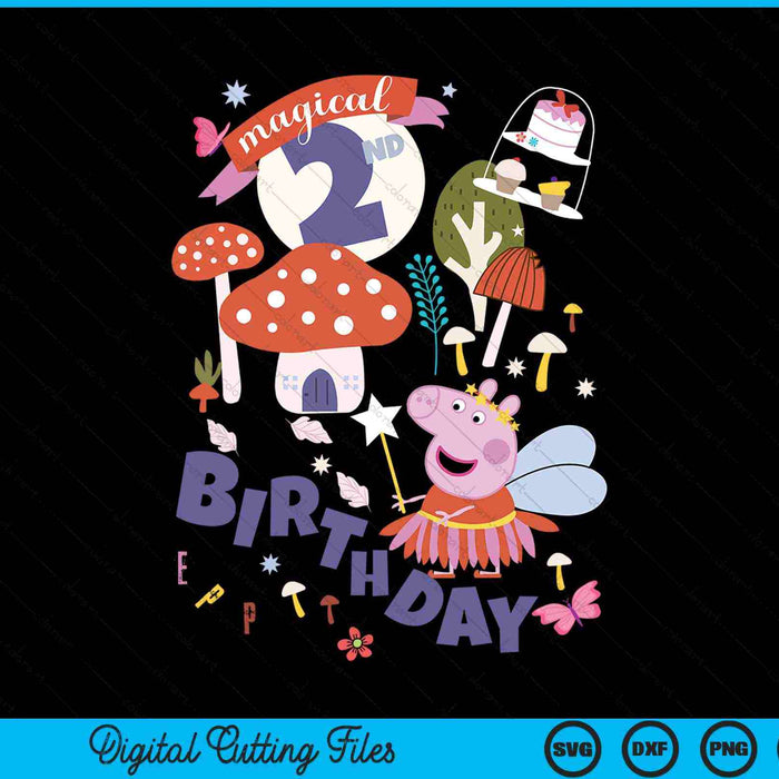 Peppa Pig Mágico 2º Cumpleaños SVG PNG Cortando Archivos Imprimibles