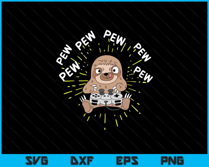 Pew Gamer Sloth Gaming SVG PNG Digital Printable Files