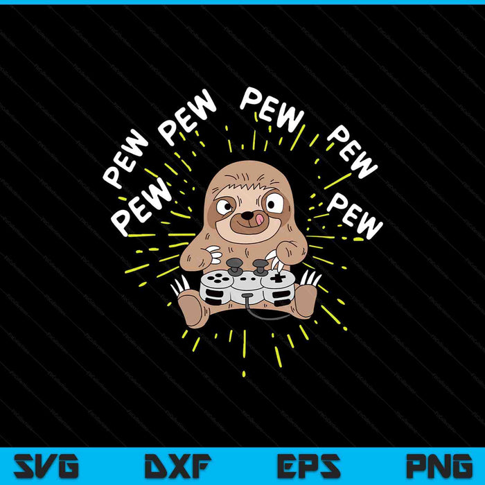 Pew gamer sloth gaming SVG PNG cut file for Cricut