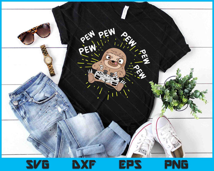 Pew Gamer Sloth Gaming SVG PNG Digital Printable Files