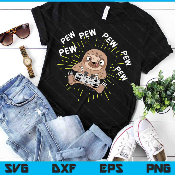 Pew Gamer Sloth Gaming SVG PNG Digital Printable Files