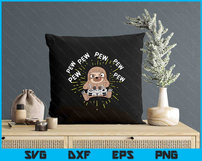 Pew Gamer Sloth Gaming SVG PNG Digital Printable Files