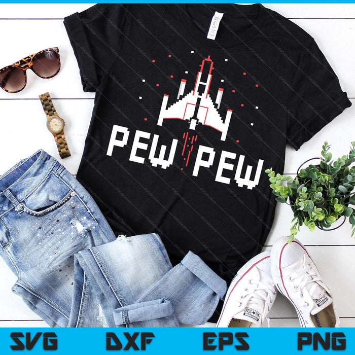 Pew Pew Gamer Vintage 80's 90's Arcade Gaming Lover SVG PNG Digital Printable Files