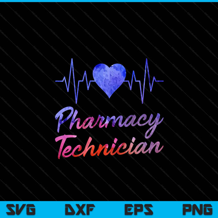 Pharmacy Technician Heartbeat Pharma Tech SVG PNG Digital Printable Files