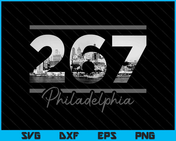 Philadelphia 267 Area Code Skyline Pennsylvania Vintage SVG PNG Cutting Printable Files