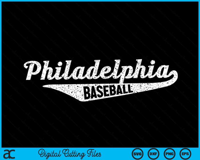 Philadelphia Baseball Script Vintage noodlijdende SVG PNG digitale snijbestanden