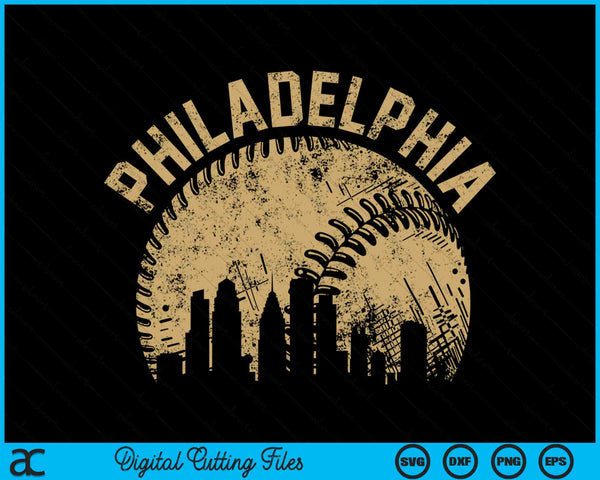 Philadelphia Baseball Skyline Player Coach Fan SVG PNG Digital Printable Files