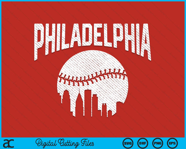 Philadelphia City California Baseball Skyline Vintage Souvenir SVG PNG Digital Printable Files