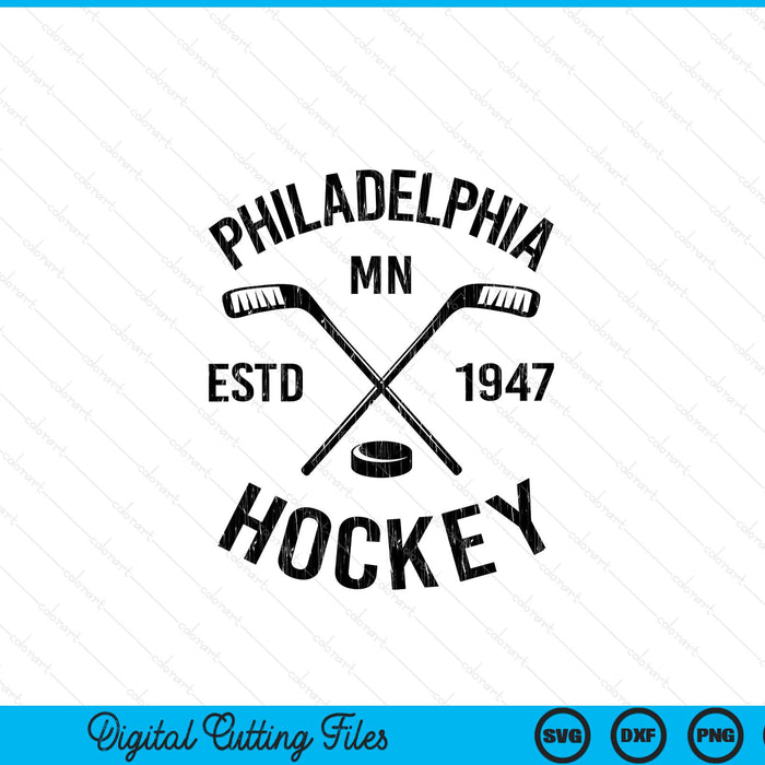 Philadelphia Minnesota ice hockey sticks vintage SVG PNG cut file for Cricut