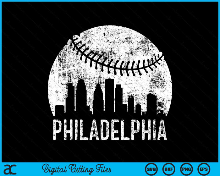 Philadelphia Skyline Vintage Philadelphia Baseball SVG PNG Digital Cutting Files