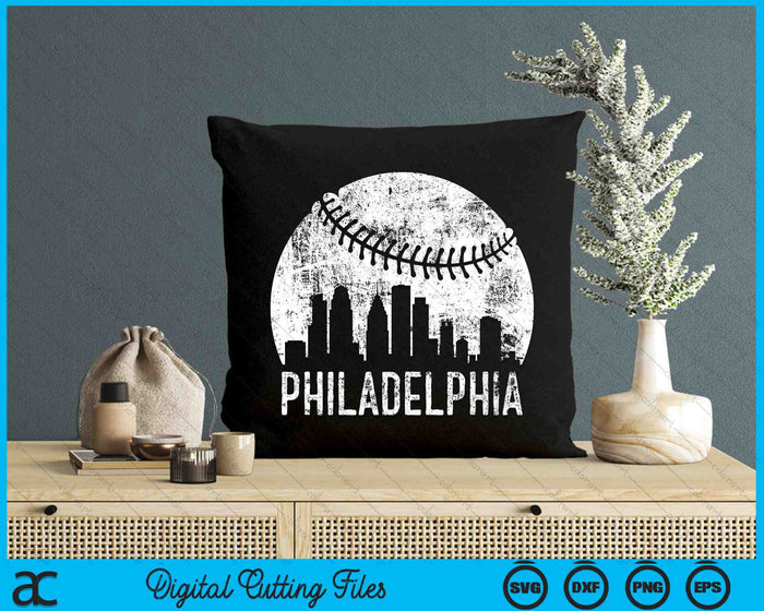 Philadelphia Skyline Vintage Philadelphia Baseball SVG PNG Digital Cutting Files