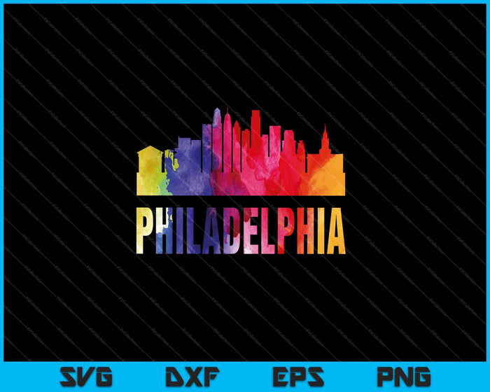 Filadelfia acuarela Skyline Home State souvenir SVG PNG cortando archivos imprimibles