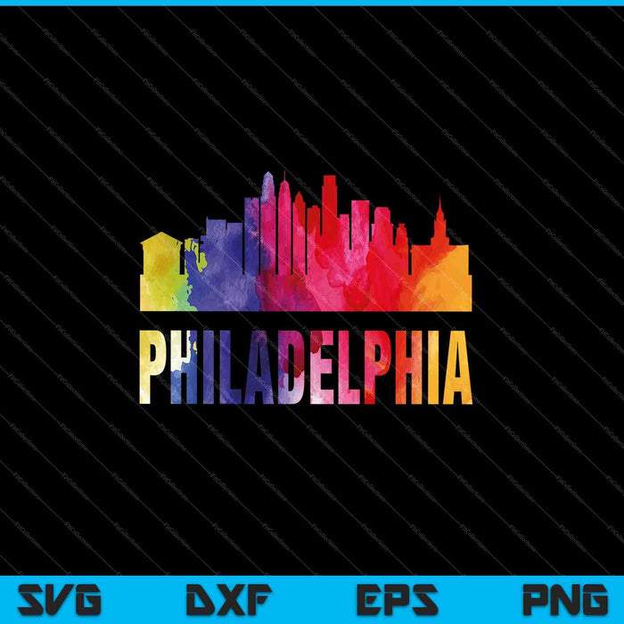 Philadelphia Watercolor Skyline Home State Souvenir SVG PNG Cutting Printable Files