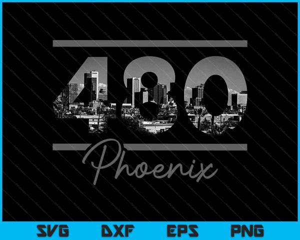 Phoenix 267 Código de área Skyline Arizona Vintage SVG PNG Cortar archivos imprimibles