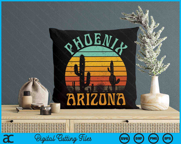 Phoenix Arizona Desert Cactus Retro Sunset Outdoors Retro SVG PNG Digital Cutting Files