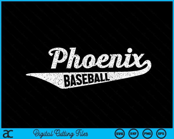 Phoenix Baseball Script Vintage Distressed SVG PNG Digital Cutting Files