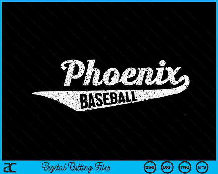 Phoenix honkbal Script Vintage noodlijdende SVG PNG digitale snijbestanden 