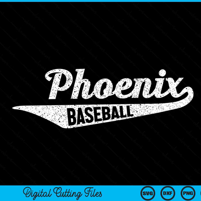 Phoenix Baseball Script Vintage Distressed SVG PNG Digital Cutting Files