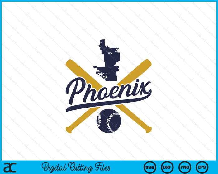 Phoenix Baseball Vintage Wisconsin Pride Love City SVG PNG Digital Cutting Files